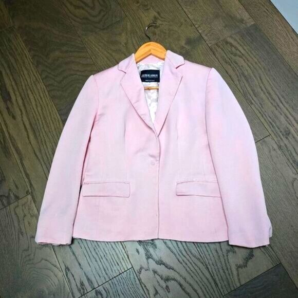 Giorgio Armani Italy Vintage 80s Wool Blend Single Button Blazer in Pale Pink - Picture 9 of 13